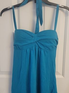 LEI Women's Teal Halter Tank Top - Sleeveless Twist Front